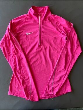 Nike Hot Pink Long Sleeve Half-Zip Performance Top